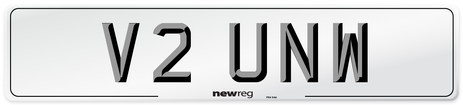 V2 UNW Number Plate from New Reg